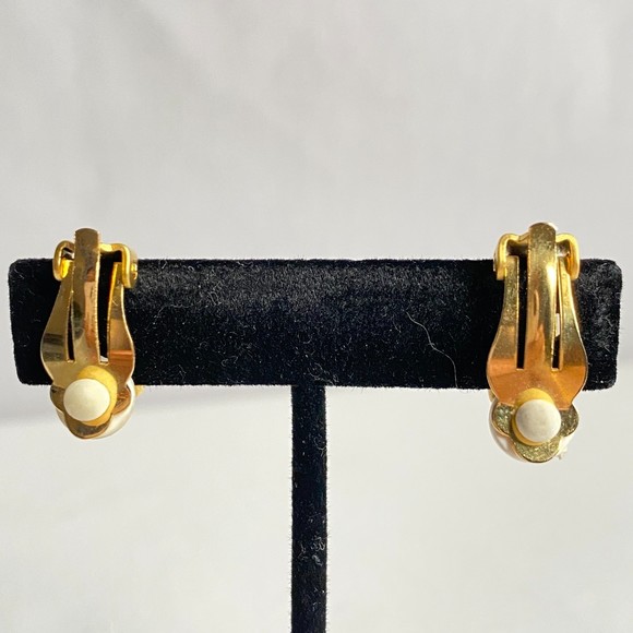 Dainty Earrings Rhinestone Studded Gold Tone Clip On - Picture 4 of 6